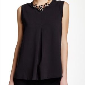J Crew Black Sleeveless Pleated Blouse
